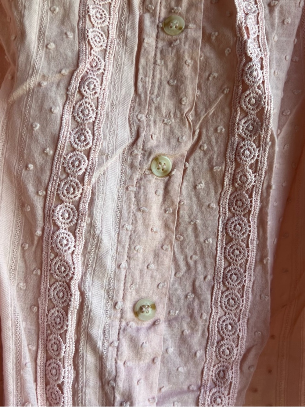 Anthropologie MINE Blush Pink Eyelet Button-Front Cami - Picture 3 of 11